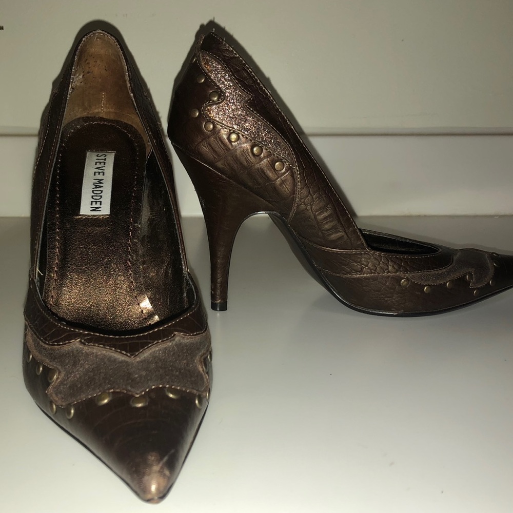 Steve Madden ANGELINA Heels Bronze Point Toe, 7M